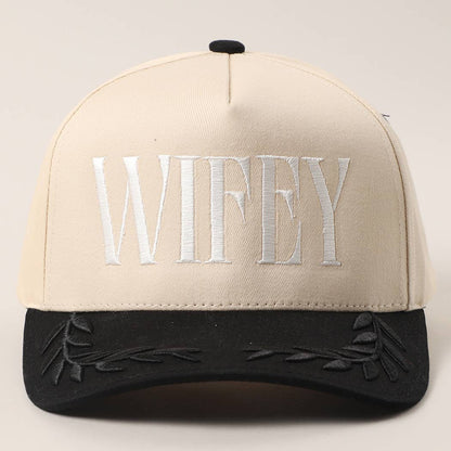 WIFEY Two-Tone Canvas Trucker Hat with Bay Leaf