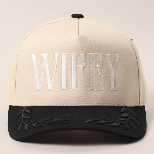 WIFEY Two-Tone Canvas Trucker Hat with Bay Leaf