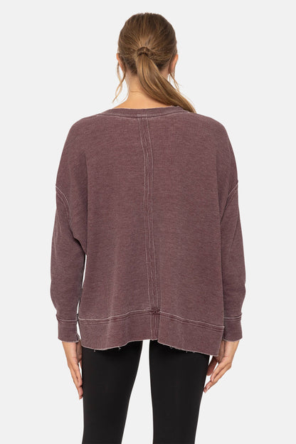 Cozy Season Waffle Knit Top | Plum