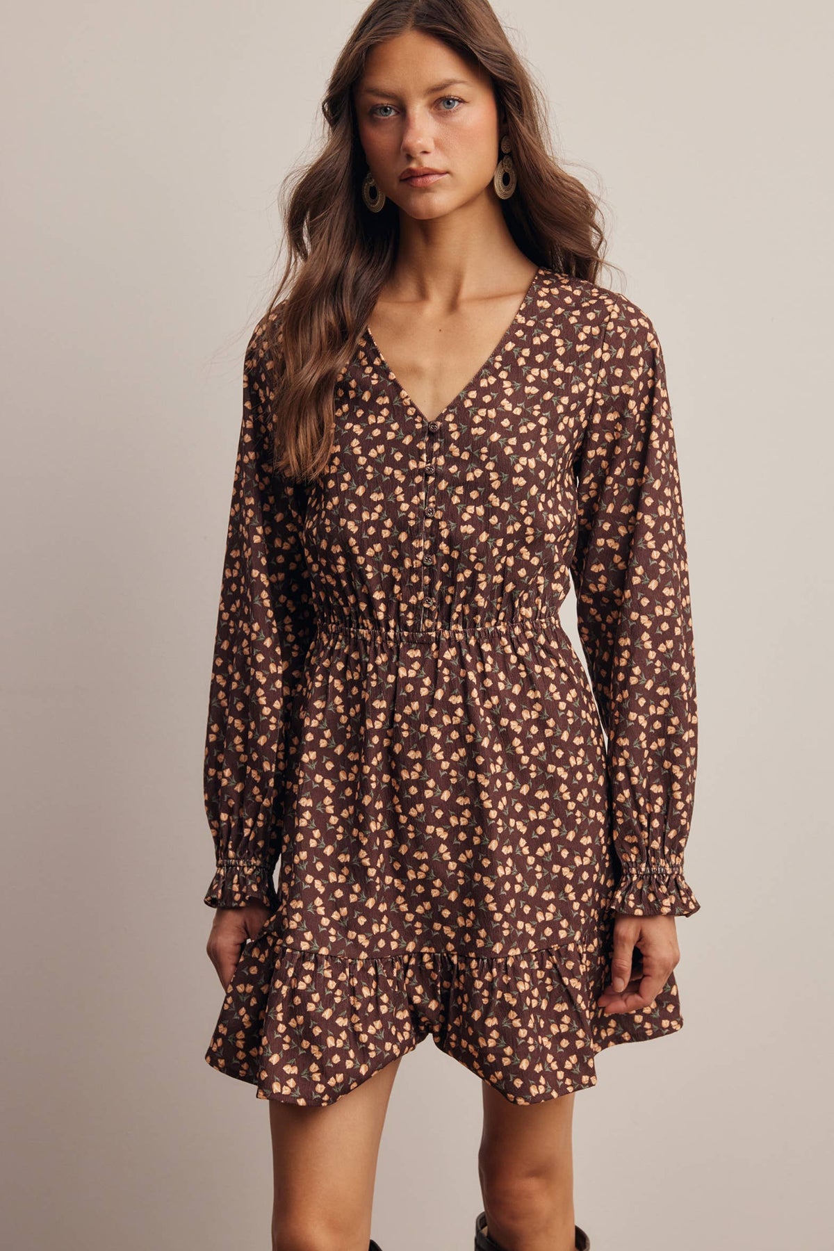 Floral Corduroy Mini Dress