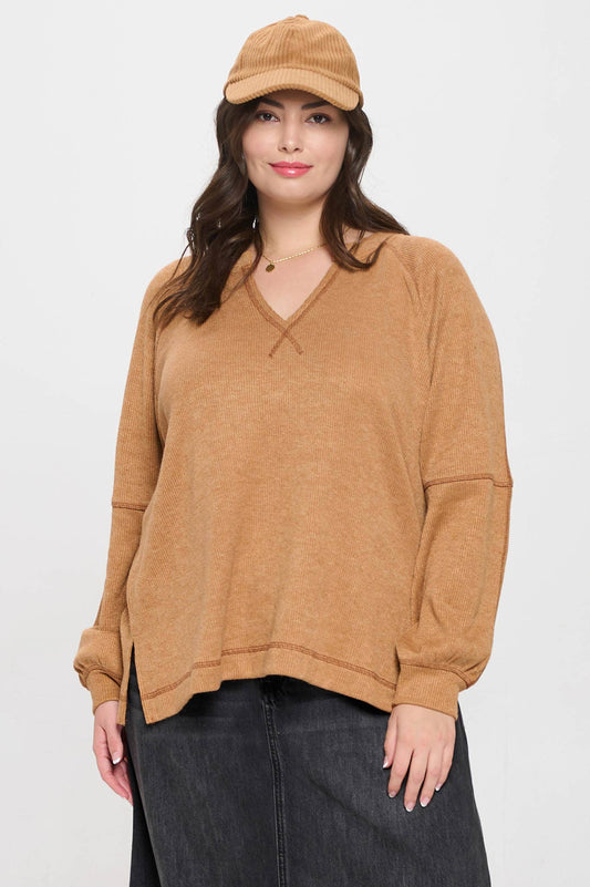 Raglan Knit Top PLUS : Caramel