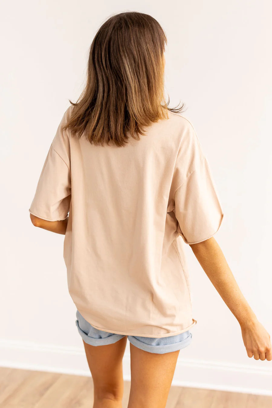 Beige Basic Boxy Tee