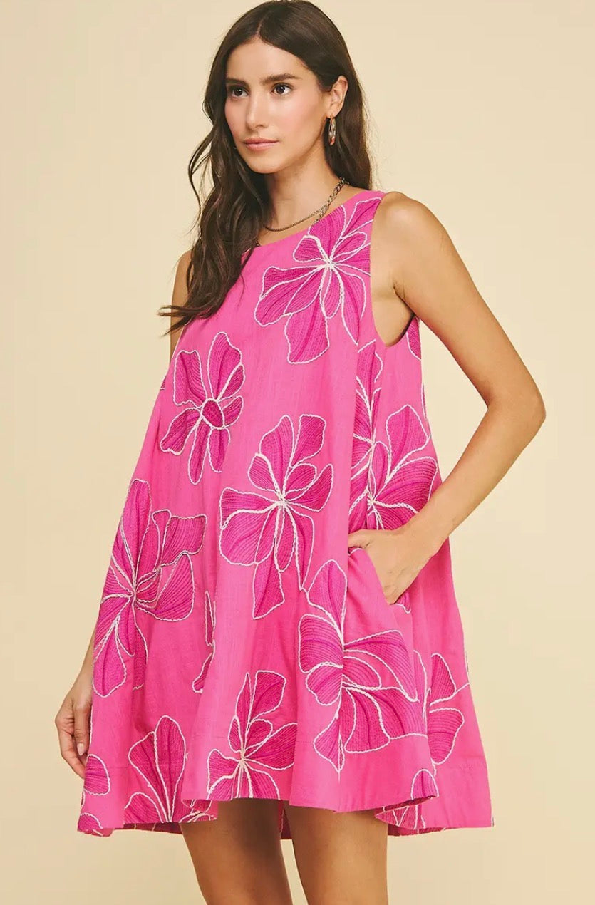 Floral Embroidered A Line Dress