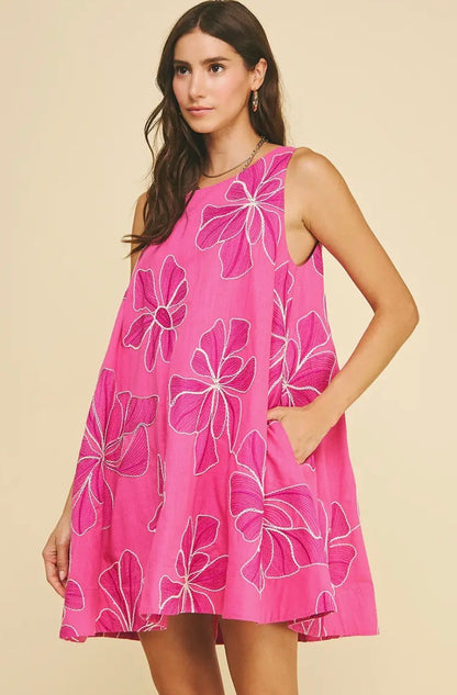 Floral Embroidered A Line Dress
