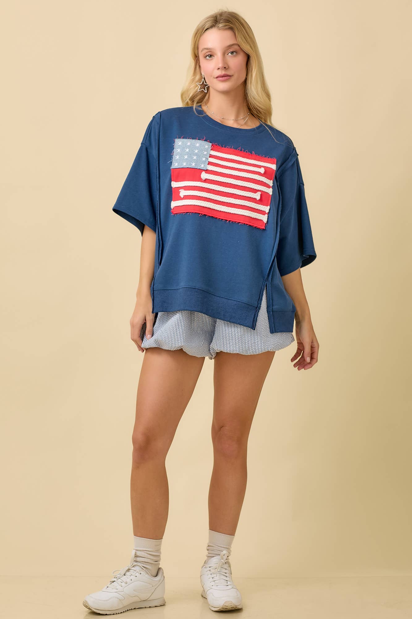 American Flag Patchwork Top