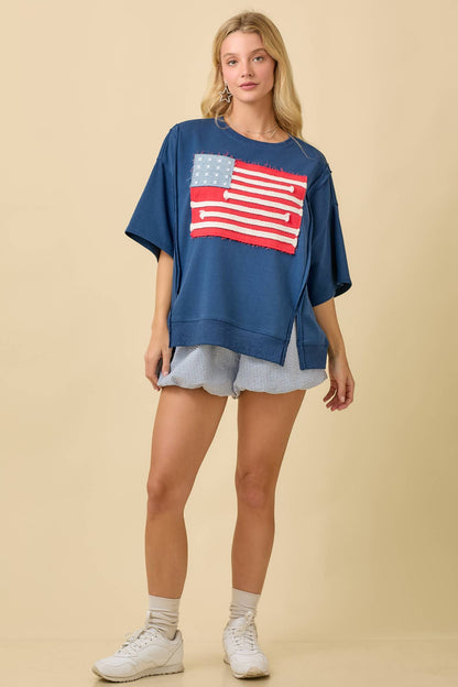 American Flag Patchwork Top