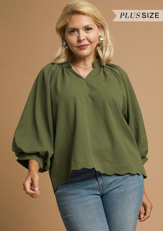 Fall Forward Textured Blouse - Plus