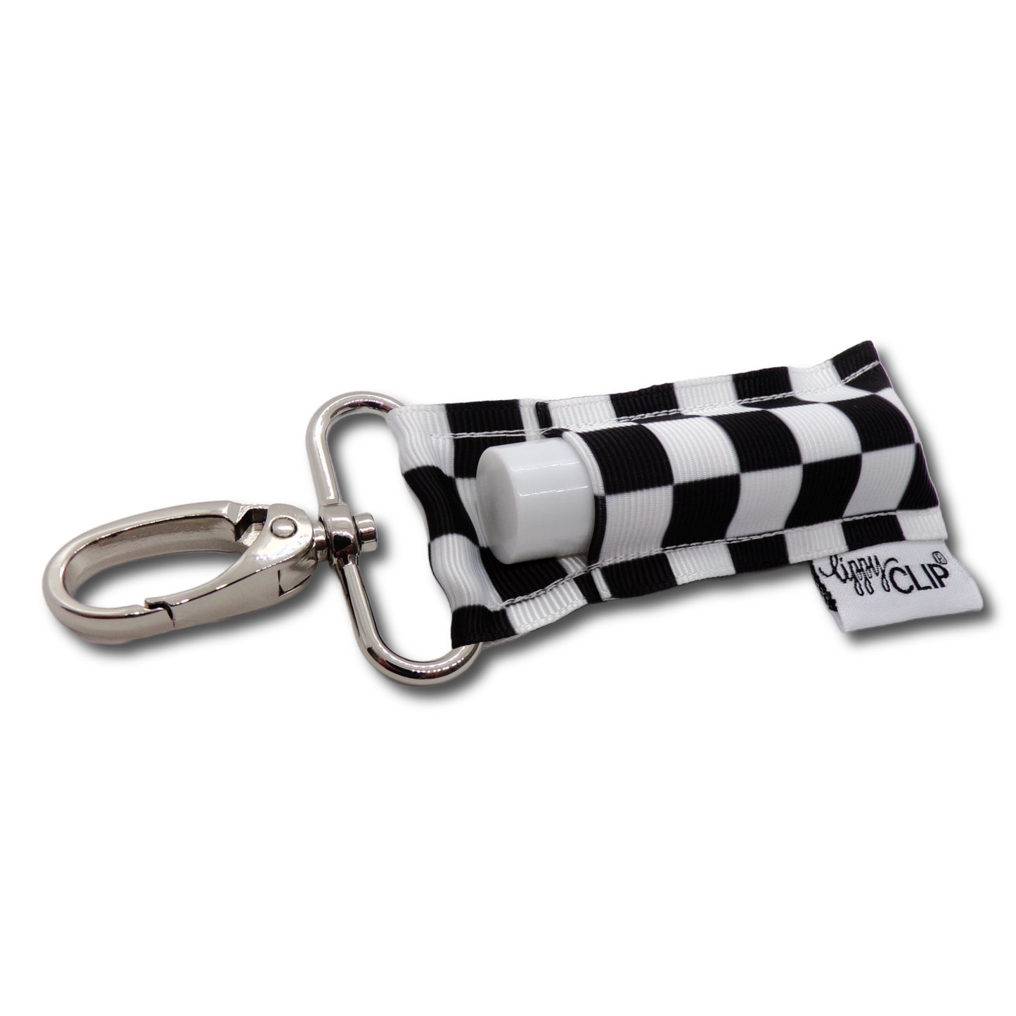 Black and White Checkerboard LippyClip® Lip Balm Holder