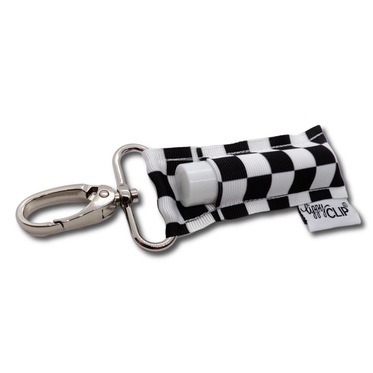 Black and White Checkerboard LippyClip® Lip Balm Holder