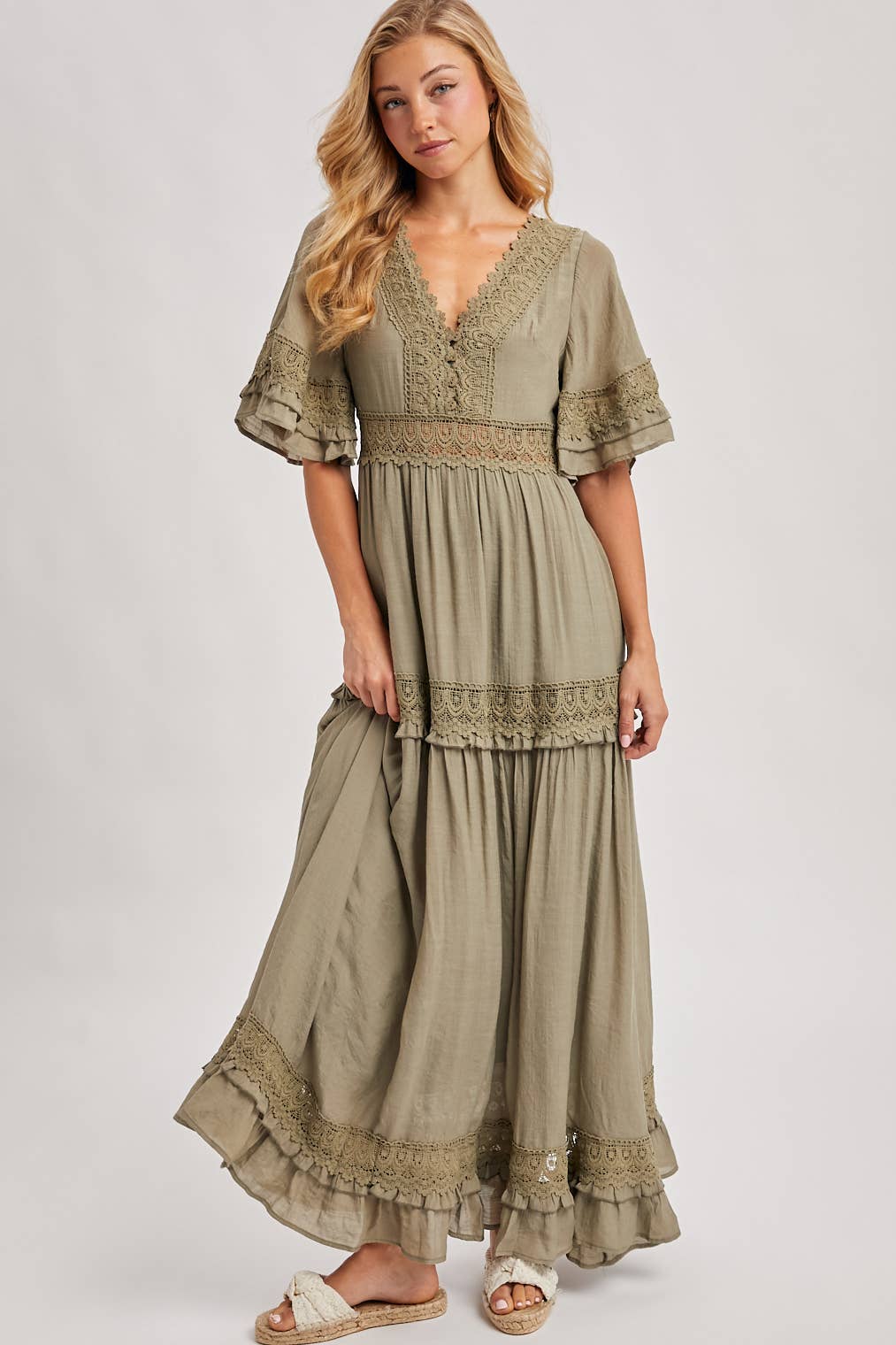 Olive Dreams Lace Maxi