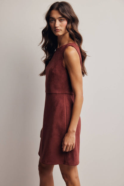 Stretch Suede Sleeveless Mini Dress