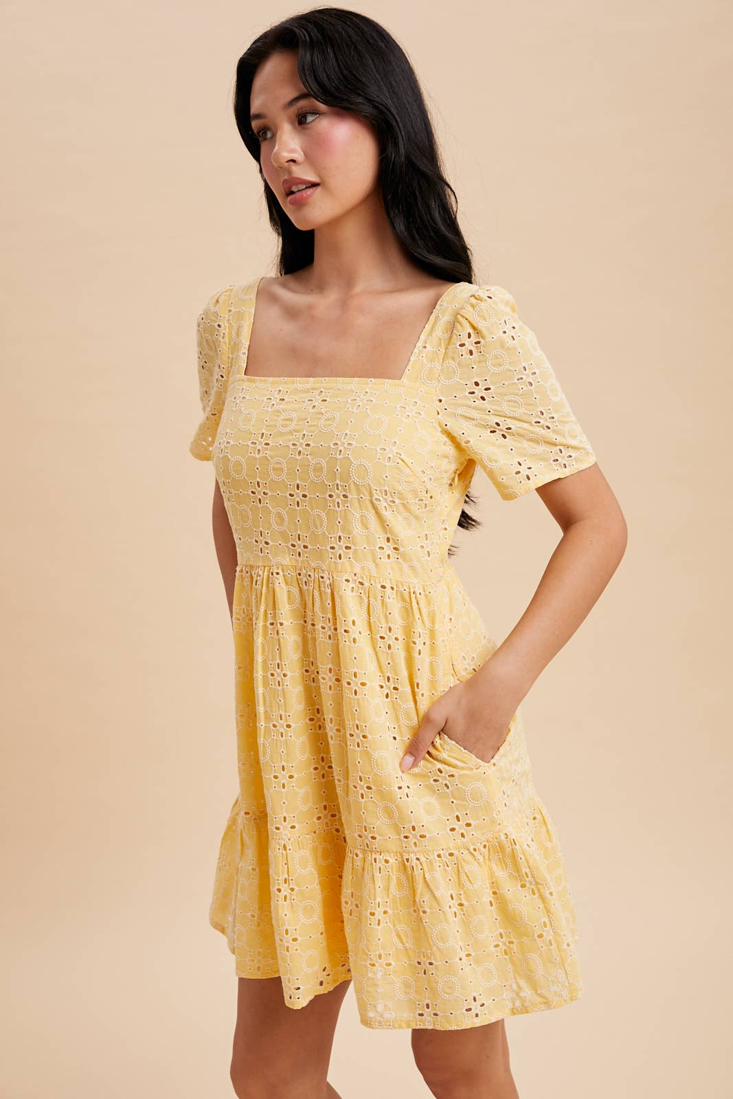 Sunwashed Lemon Eyelet Dress