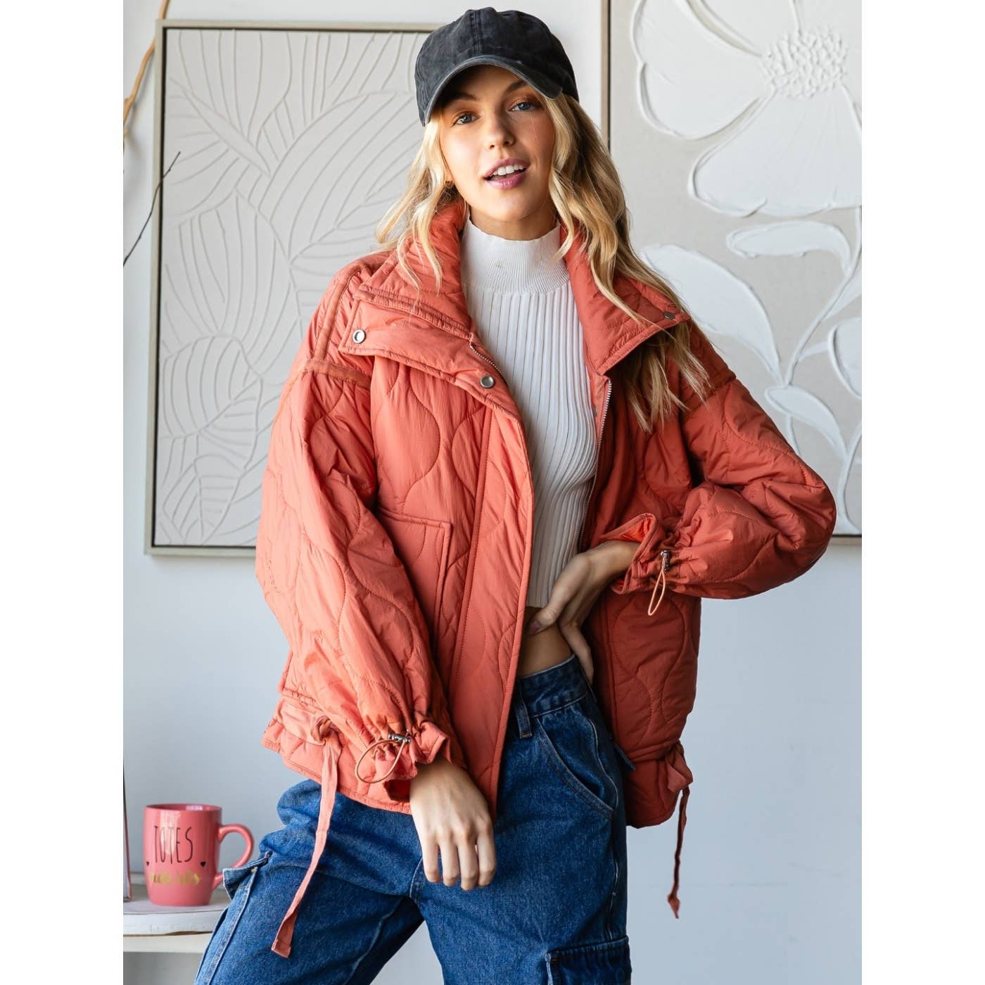 Wavy Quilt Jacket: Spice