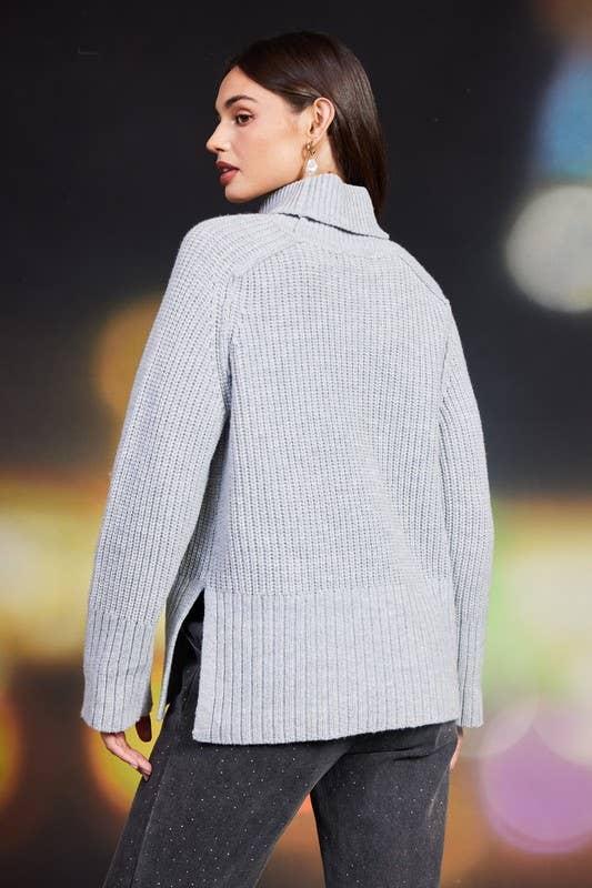 Cozy Split-Hem Turtleneck Sweater
