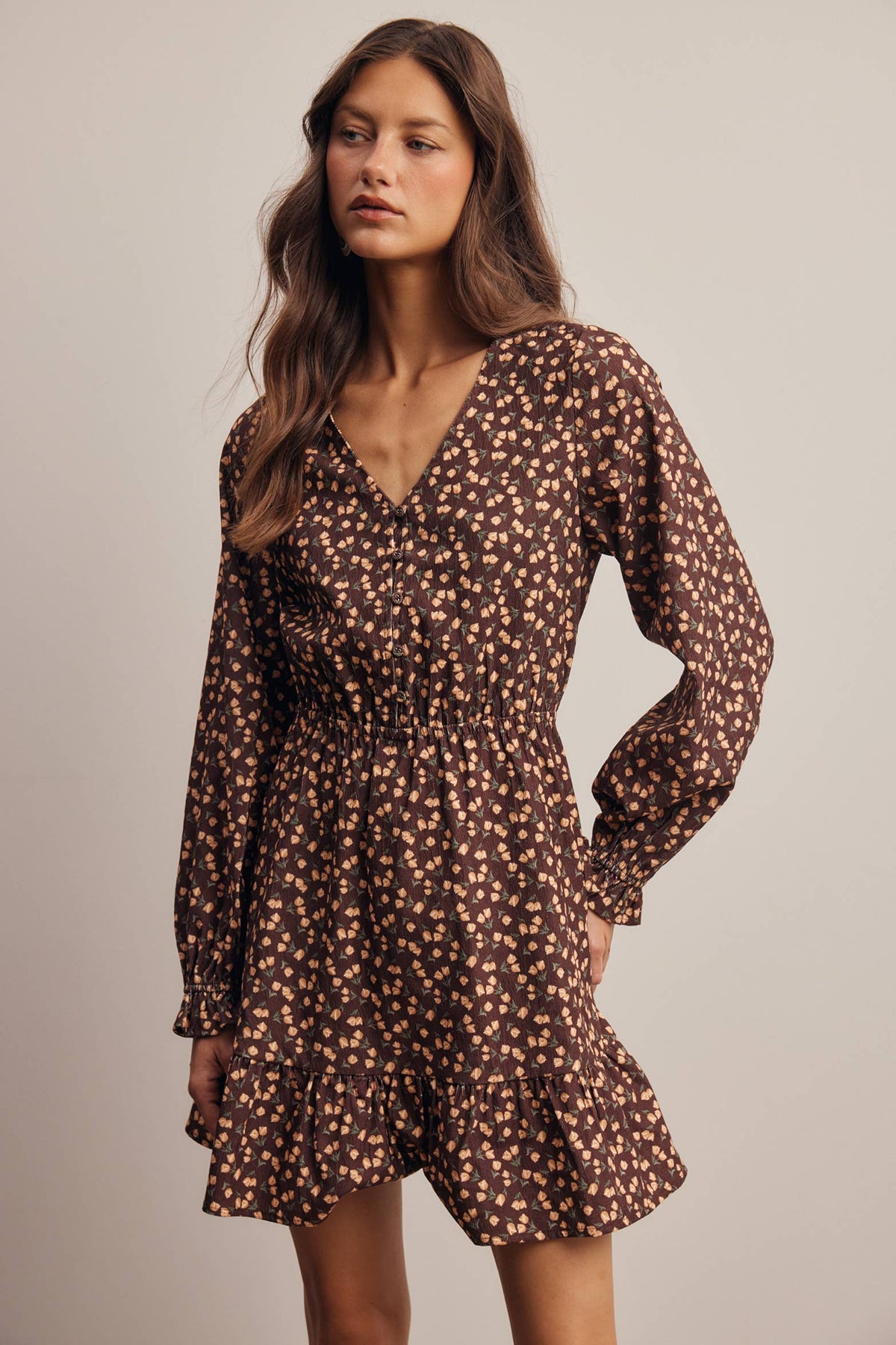 Floral Corduroy Mini Dress
