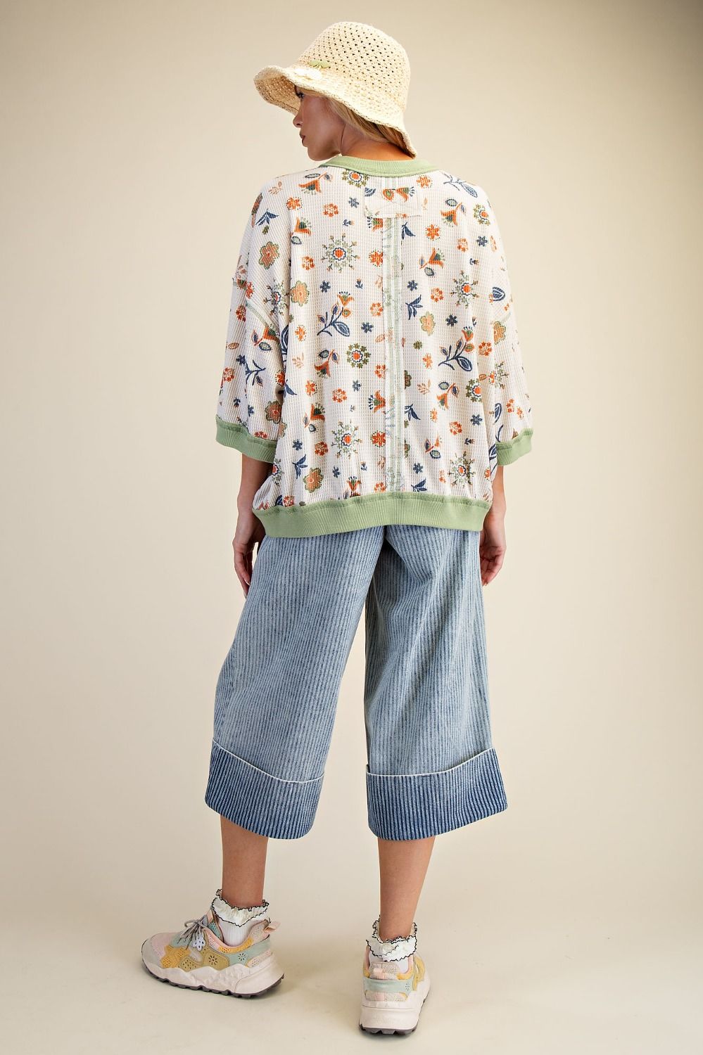 Spring Florals Waffle Knit Top - Plus