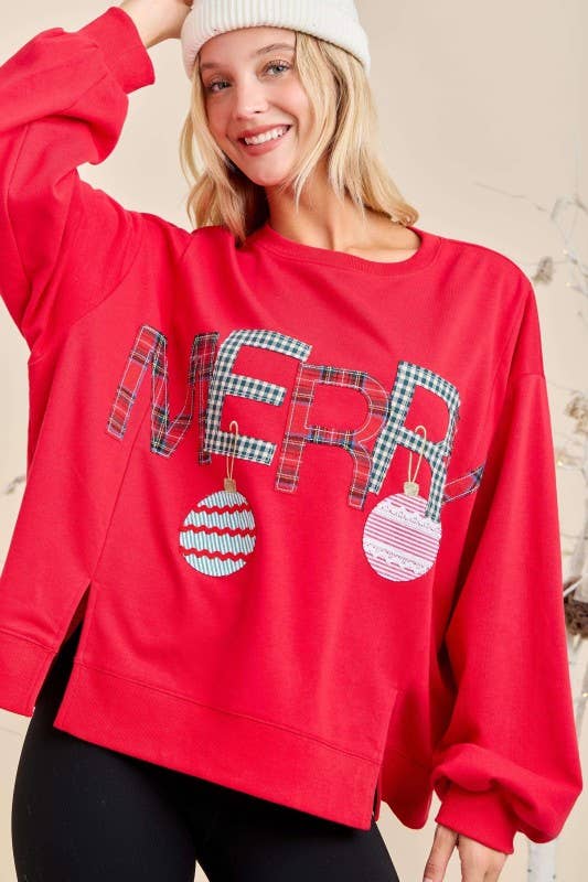 Merry Patchwork Oversized Top