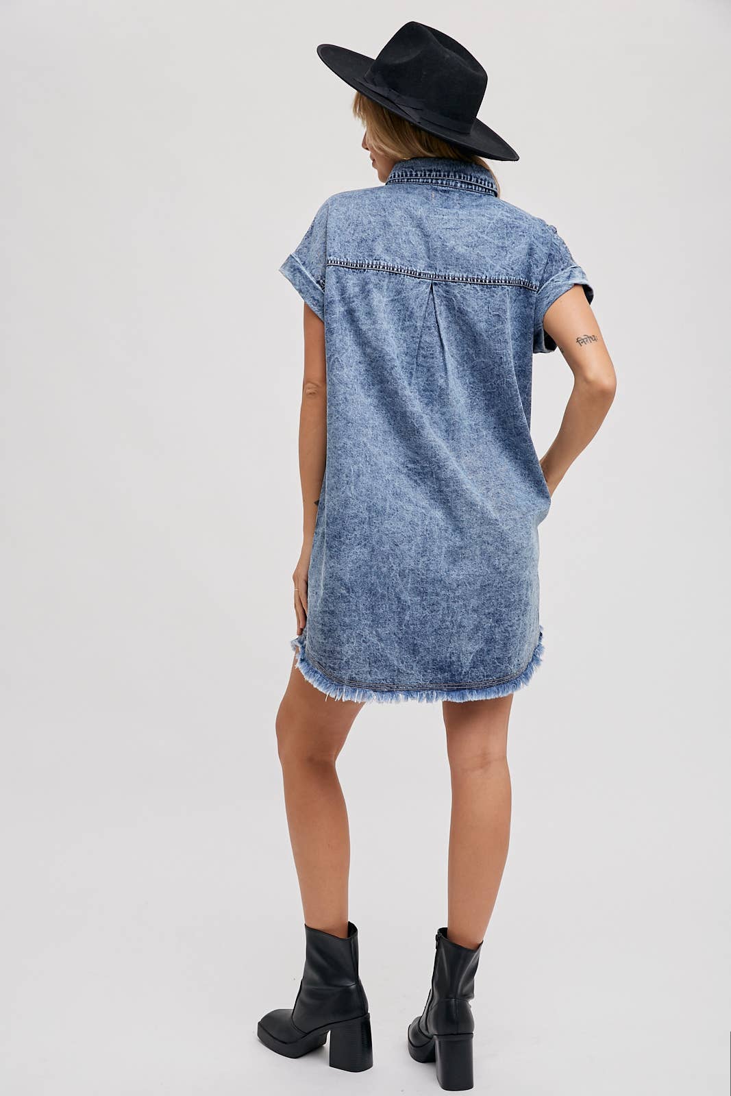 Frayed Hem Denim Dress