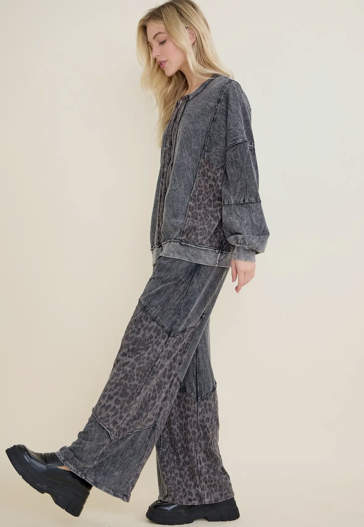 Leopard Patchwork Detail Pants