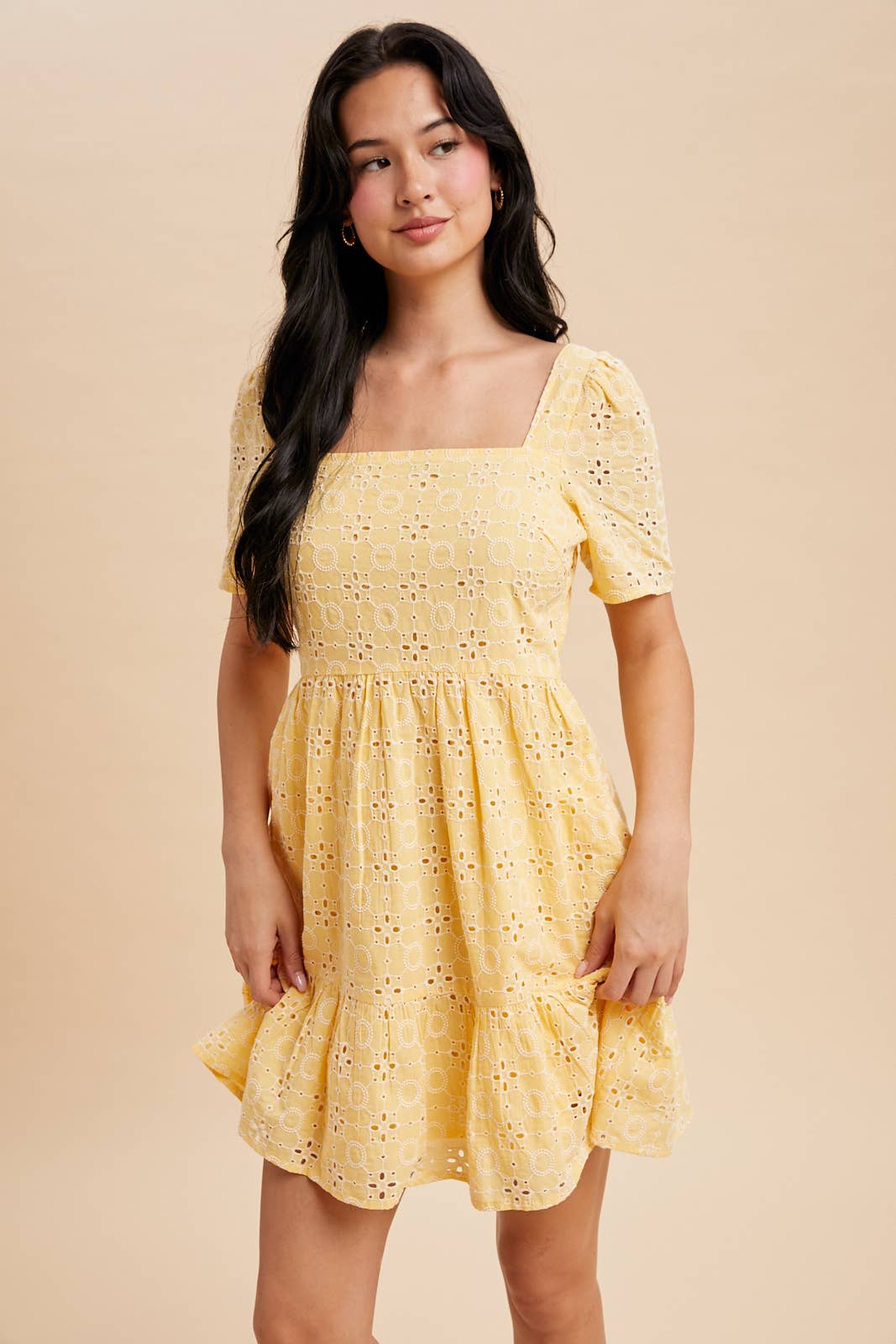 Sunwashed Lemon Eyelet Dress