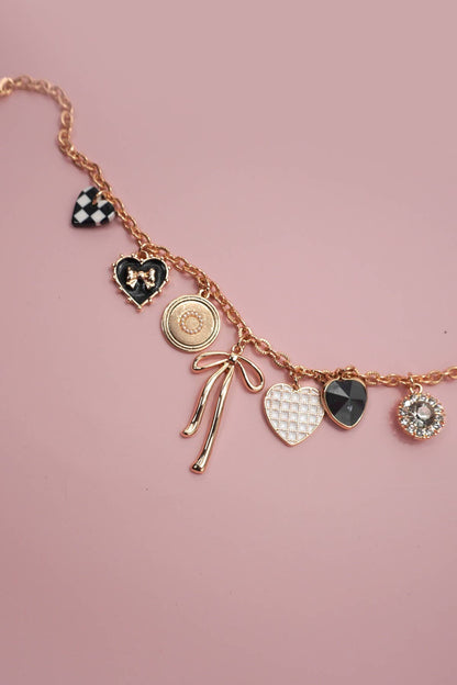 Checker Heart Charm Necklace