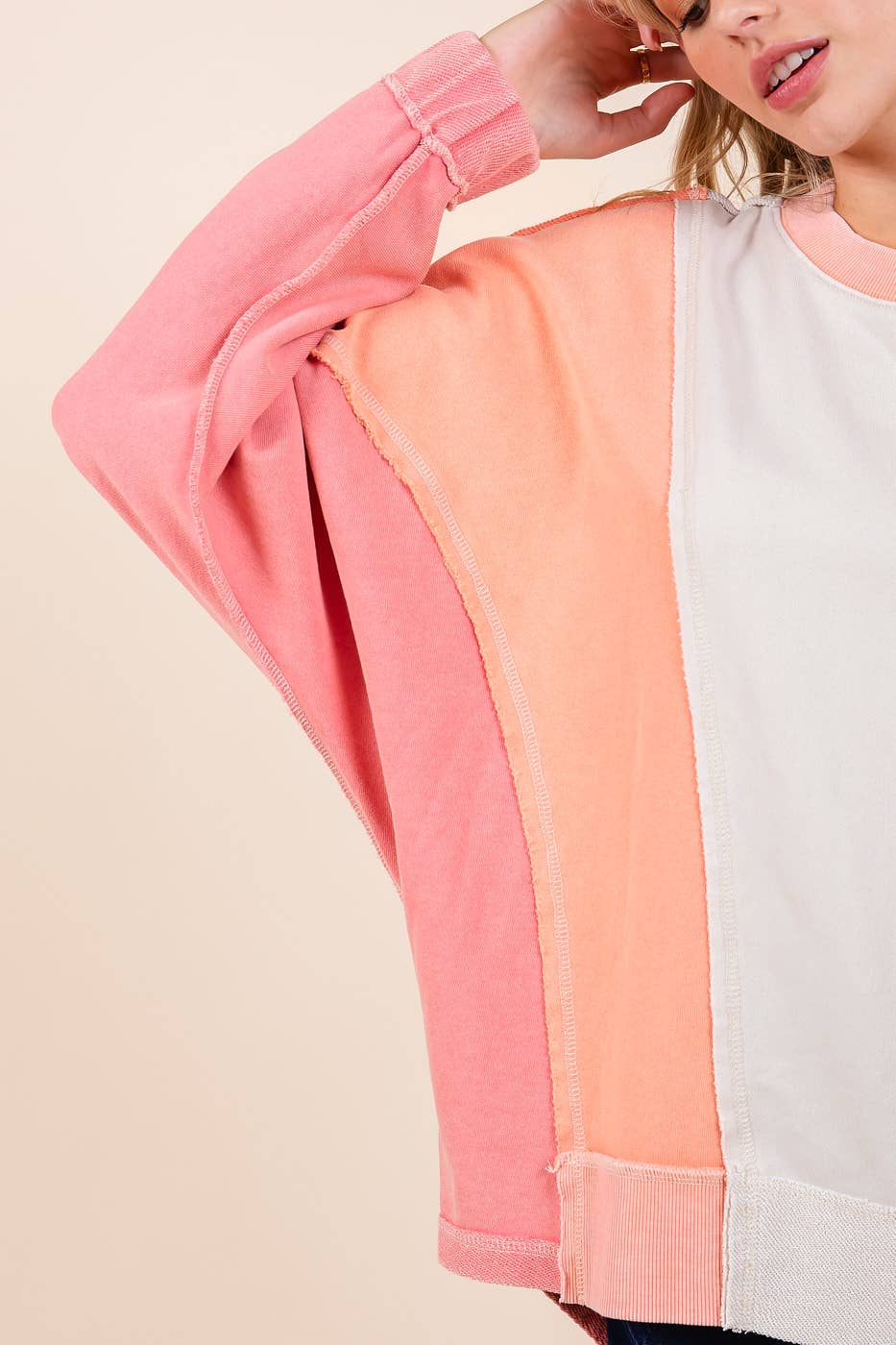 Peachy Color Block Sweatshirt