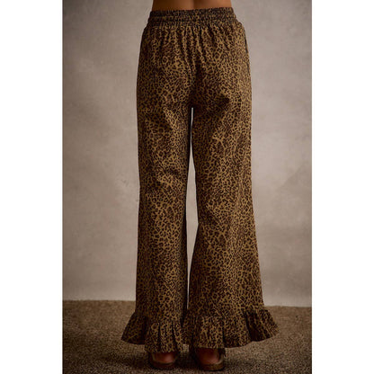 Lacey Leopard Ruffle Hem Pants