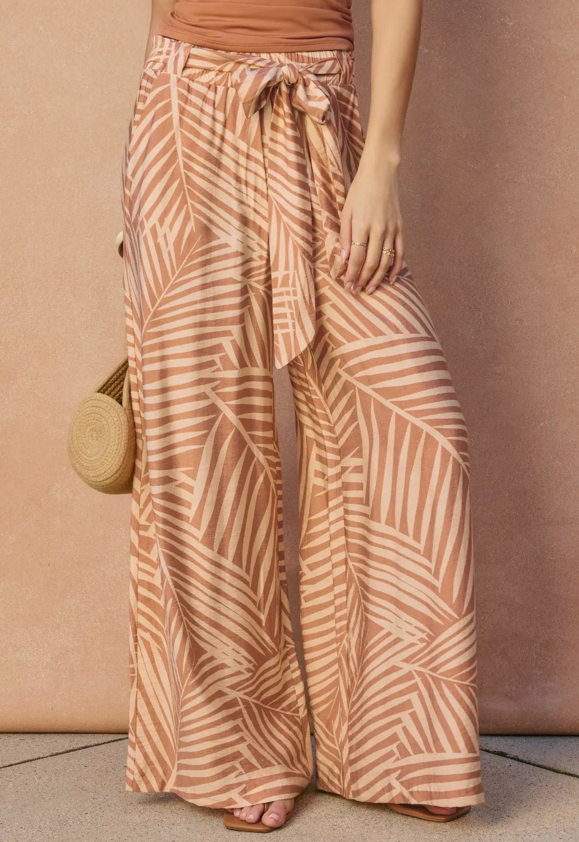 Tropical Leaf Printed Pants