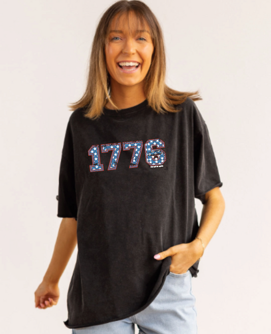1776 Black Washed Tee