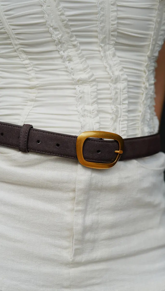 Suede Belt with Organic Buckle