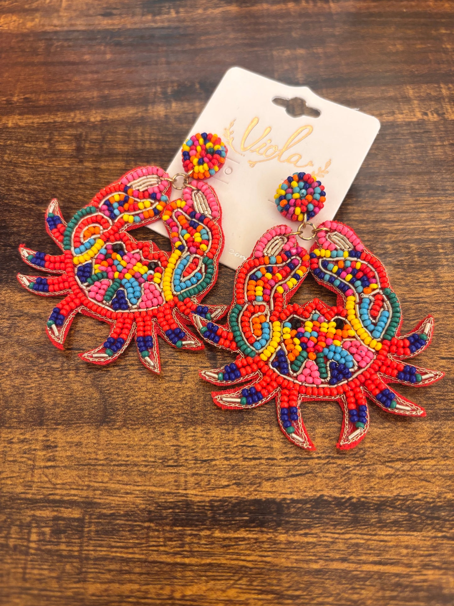 Beaded Crab Earrings