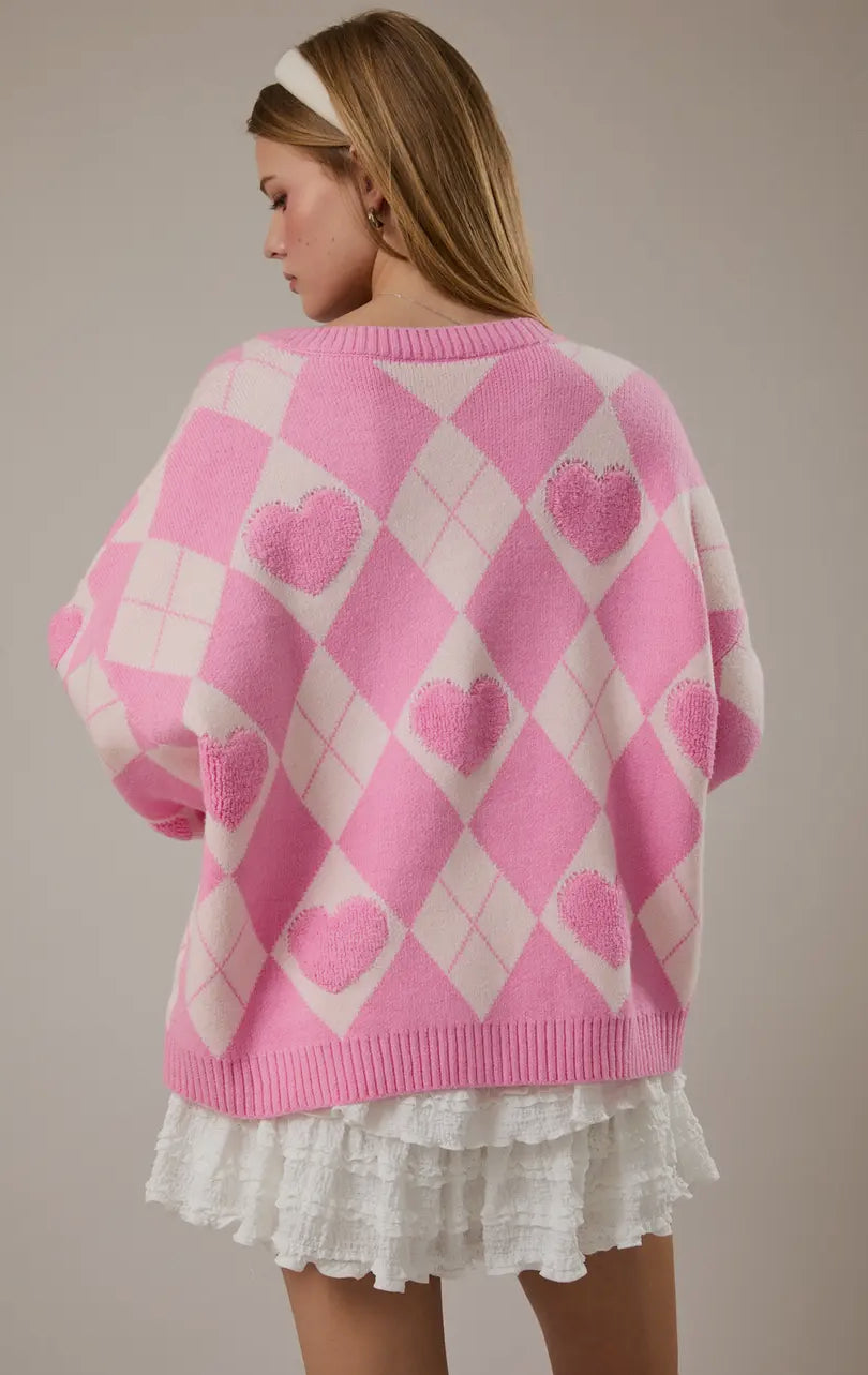 Cutie Hearts Argyle Cardi