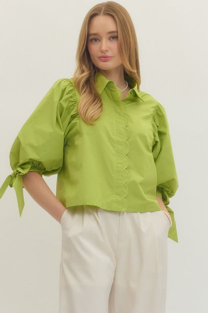Chartreuse Scallop Detailed Top