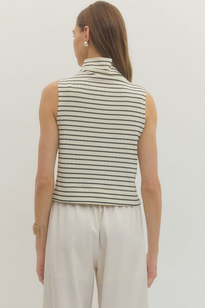 Striped Mock Neck Tank