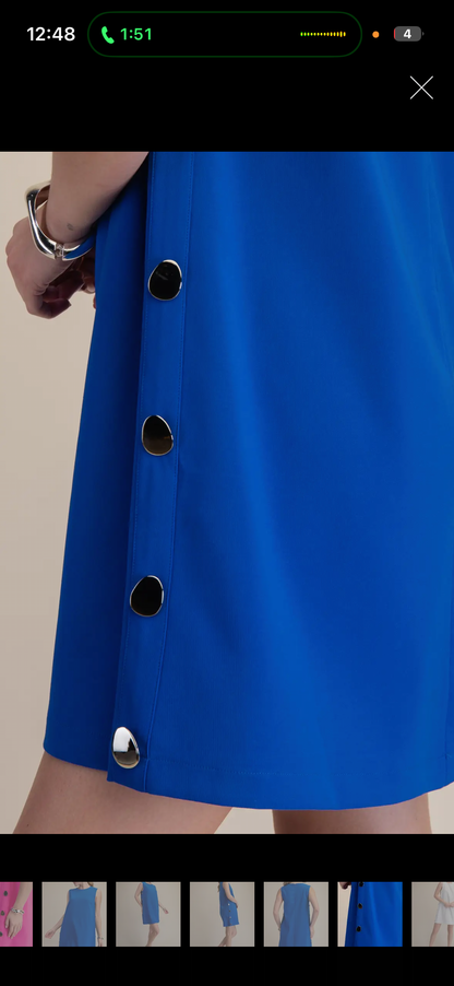 Royal Side Button Mini Shift Dress