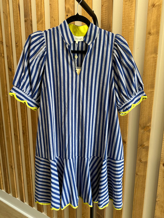 Navy + Lime Detailed Dress