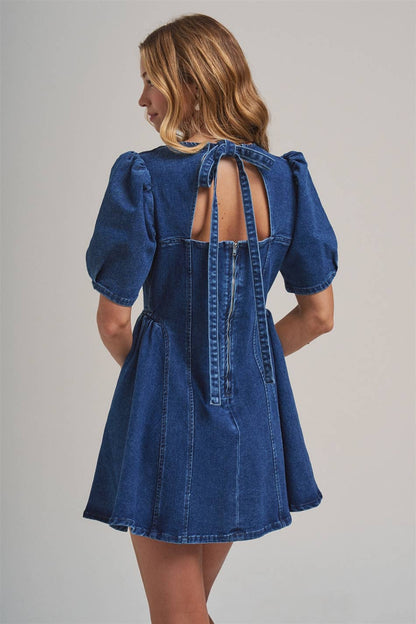 Puff Sleeve Denim Dress