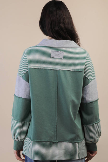 Sage Color Block Knit Top - Plus