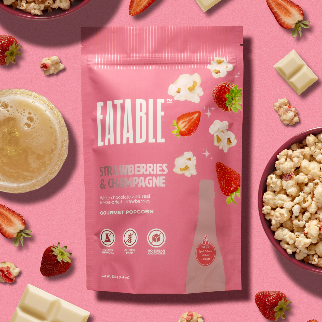 Strawberries & Champagne Gourmet White Chocolate Popcorn