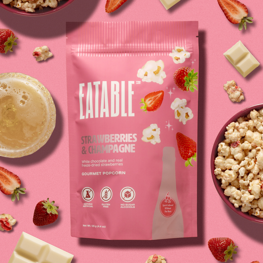 Strawberries & Champagne Gourmet White Chocolate Popcorn
