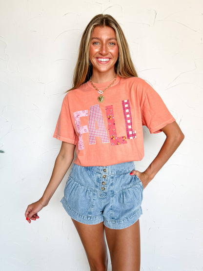 Fall Printed Patchwork Tee