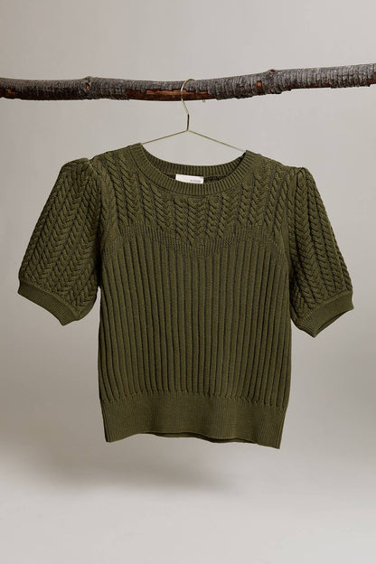Fall Mood Olive Cable Sweater