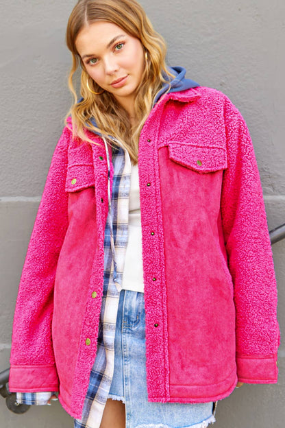 Faux Suede Jacket : Pink