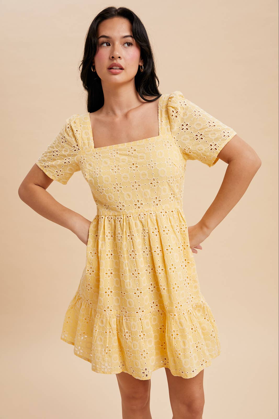 Sunwashed Lemon Eyelet Dress