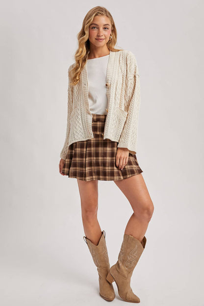 Latte Cable Knit Cardigan