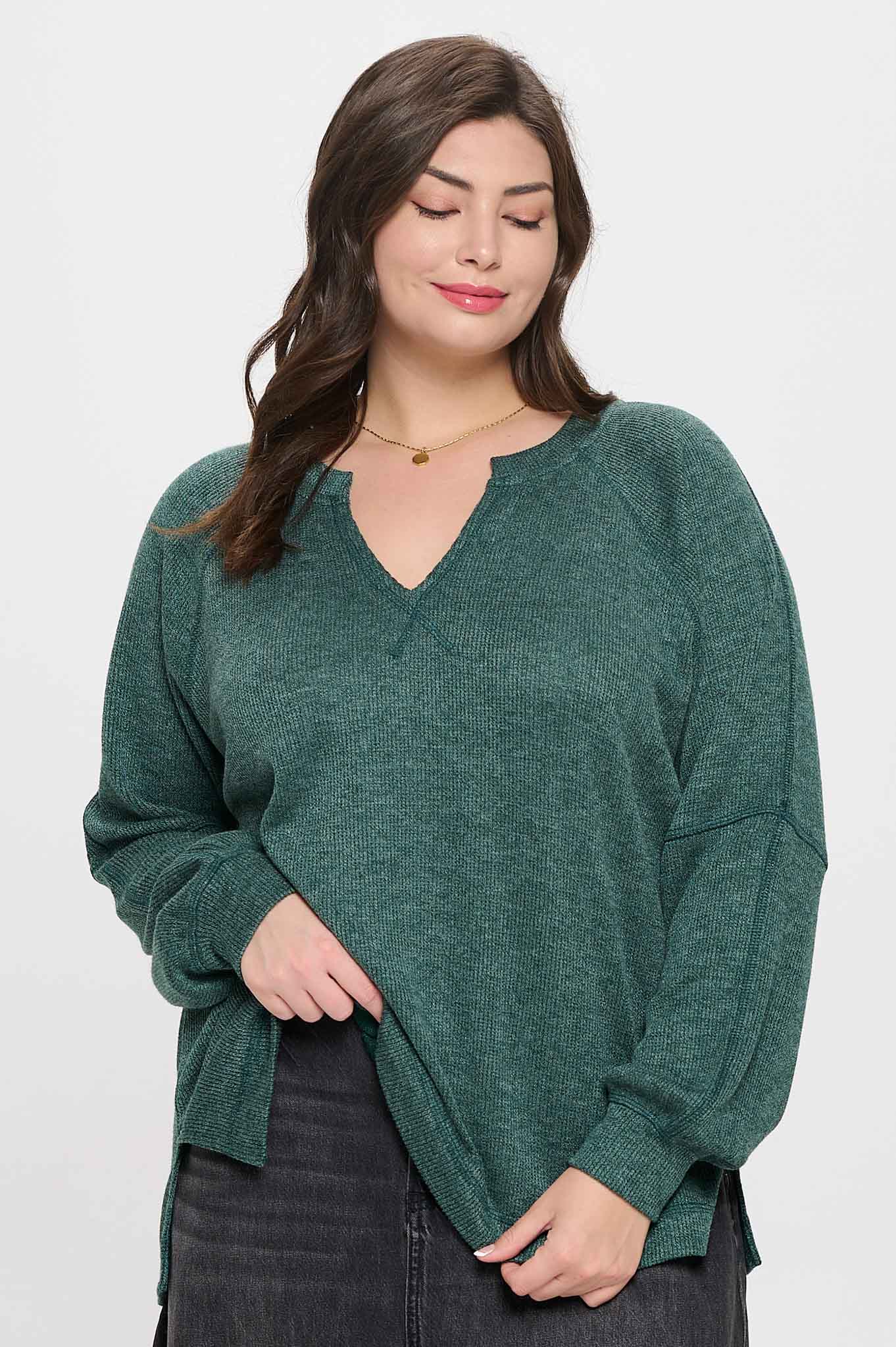 Raglan Knit Top PLUS : Hunter Green