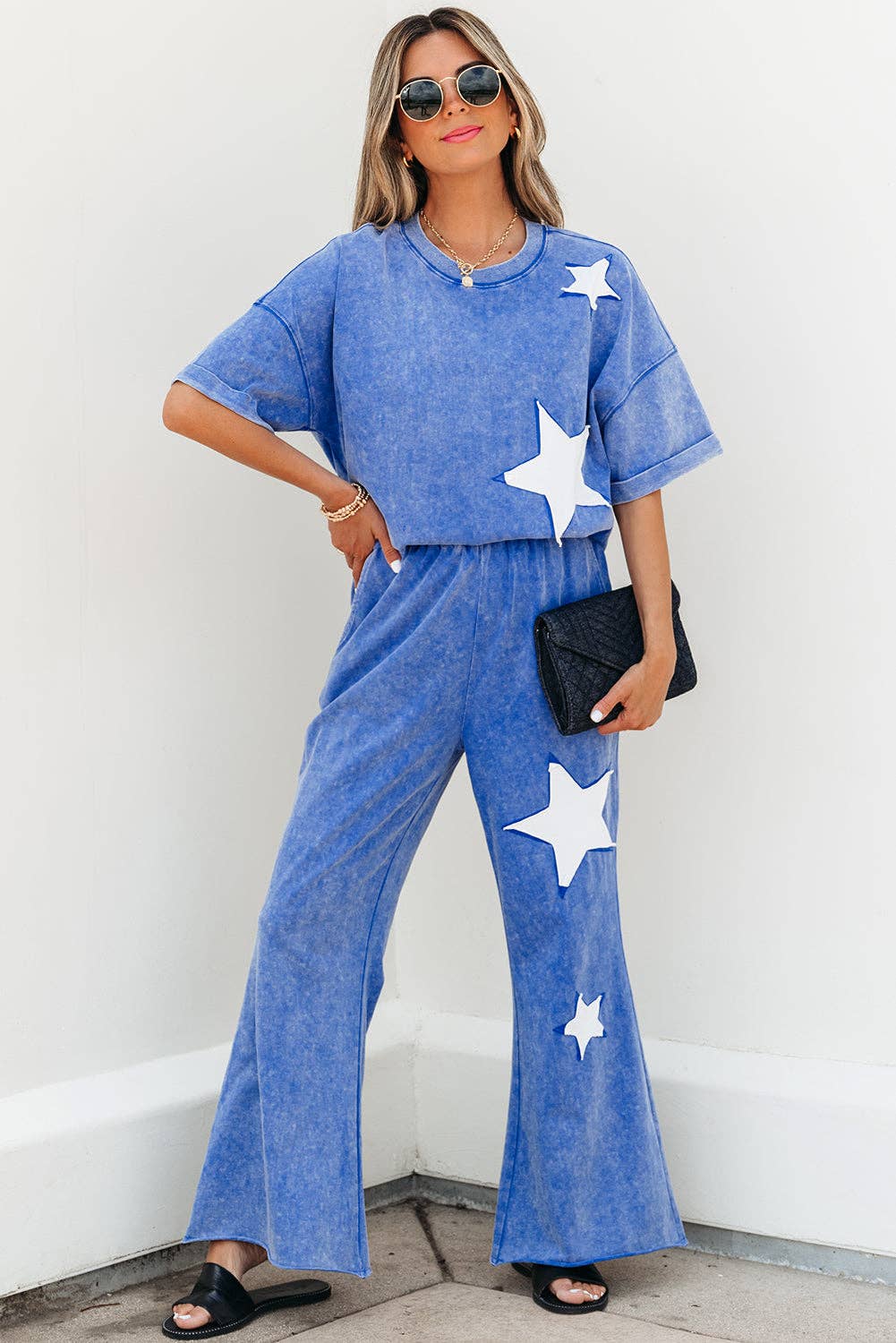 Ashleigh Blue Acid Wash Star Patched Top