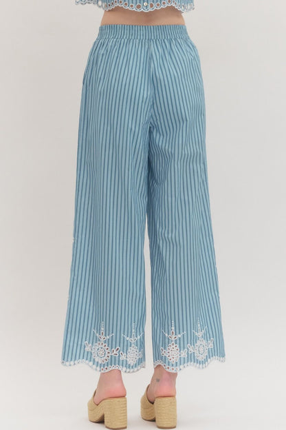 Summer Striped Eyelet Pants