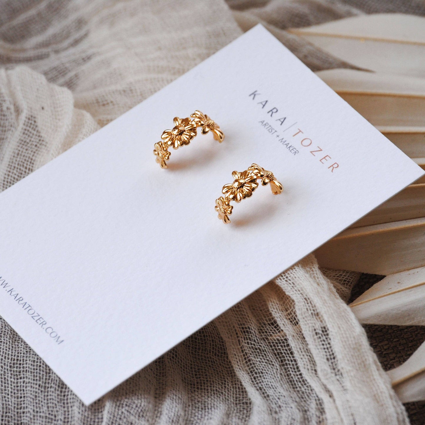 Gold Floral Hoop Earrings