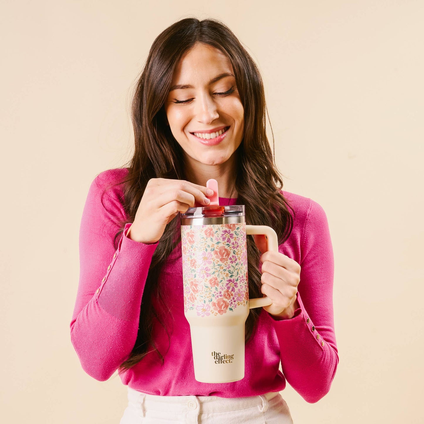 40 oz Lifestyle Flip Straw Tumbler-Secret Garden Pink